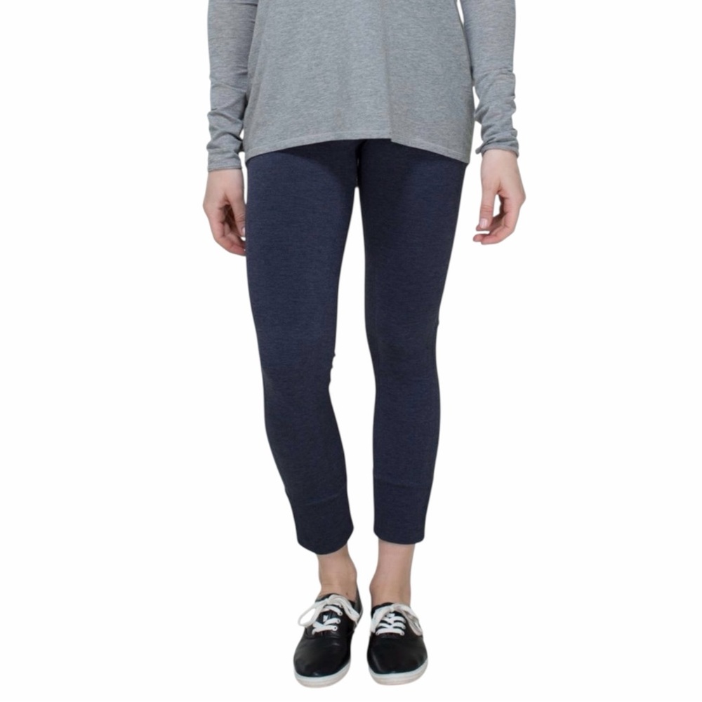 Lululemon Heathered Cadet Navy Blue Seamless Ebb To Street Leggings size 12